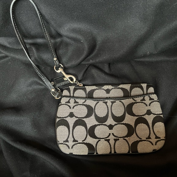 Coach Handbags - Coach Black and ran CC Monogram Micro Mini Wristlet